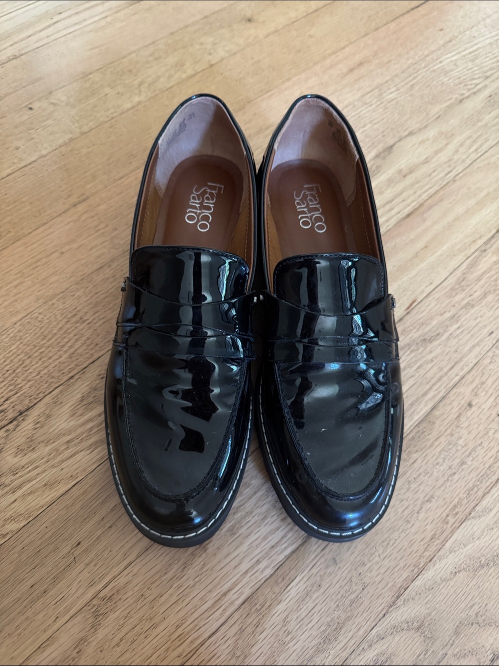 Franco Sarto women’s Black Patent Leather Penny Loafers